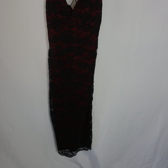 Ax Paris Lace Strappy Bodycon Dress - Black & Red - Picture 8 of 11